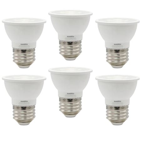 Sunlite LED PAR16 Short Neck Recessed Flood Light Bulb 6W 50W Replacement E26 Base Dimmable 4000K, 6PK 41826-NS
